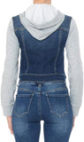 Women Fleece Sleeve and Hood Denim Jacket