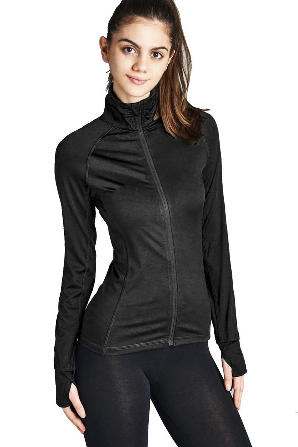 Women's Long Sleeve Zip up Athletic wear sweater Work Out Gym jacket –  Khanomak