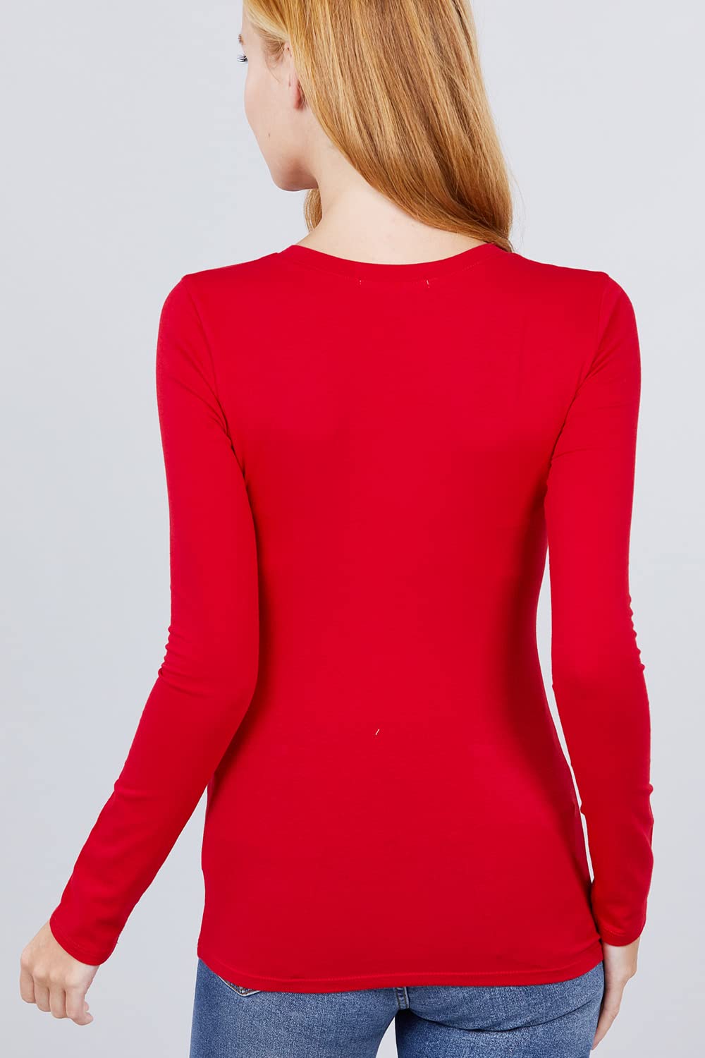 Plain V Neck Long Sleeve Tee T-Shirt