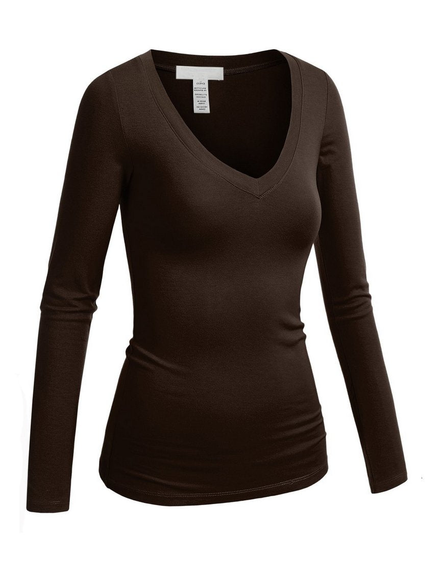 Hollywood Star Fashion Women's Long Sleeve V-Neck Tee Tank Top Shirt