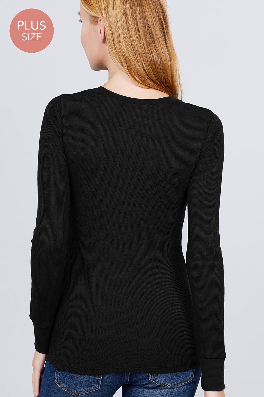 Women's Long Sleeves Henley Thermal Knit Top