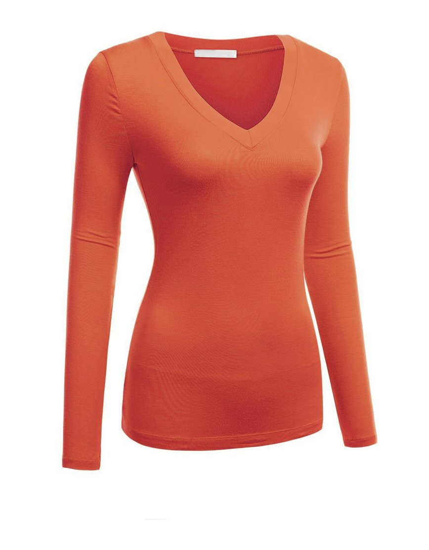 Hollywood Star Fashion Women's Long Sleeve V-Neck Tee Tank Top Shirt