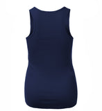 Women's Long Ribbed Rib Racerback Tank Top Cotton Stretch Quality Tunic Basic (Small, Navy)