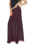 Hollywood Star Fashion Women's Full Length Chiffon Wide Pants with Shorts