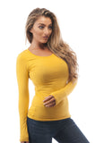 Women's Basic Long Sleeve Scoop Neck Plus Size Shirt Top