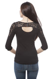 Plus Size Crepe Span Top with Lace Contrast to the Sleeves