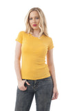 Short Sleeve Crew Neck Ribbed Top
