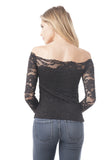 Lace Crochet Long Sleeve Off Shoulder Crop Top