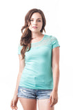 Short Sleeve Round Neck Lace Top