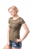 Short Sleeve Round Neck Lace Top