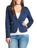 Single button long sleeve ponte Blazer with front zipper detail