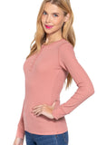 Women's Long Sleeves Henley Thermal Knit Top