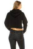 Women's Drawstring Cotton Blend Basic Cropped Fleece Pullover Hoodie