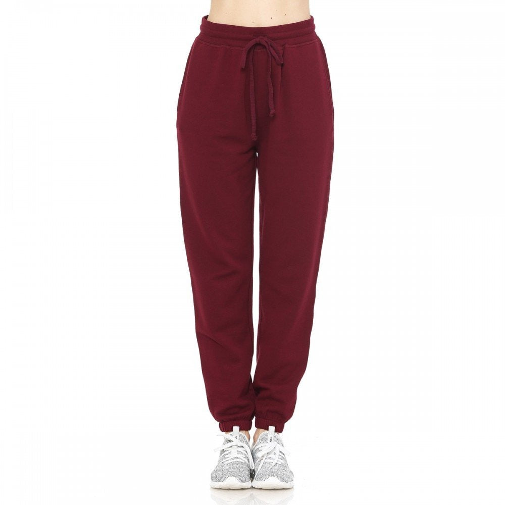 Women's Basic Elastic Waist Cuffed Ankle Fleece Jogger pants