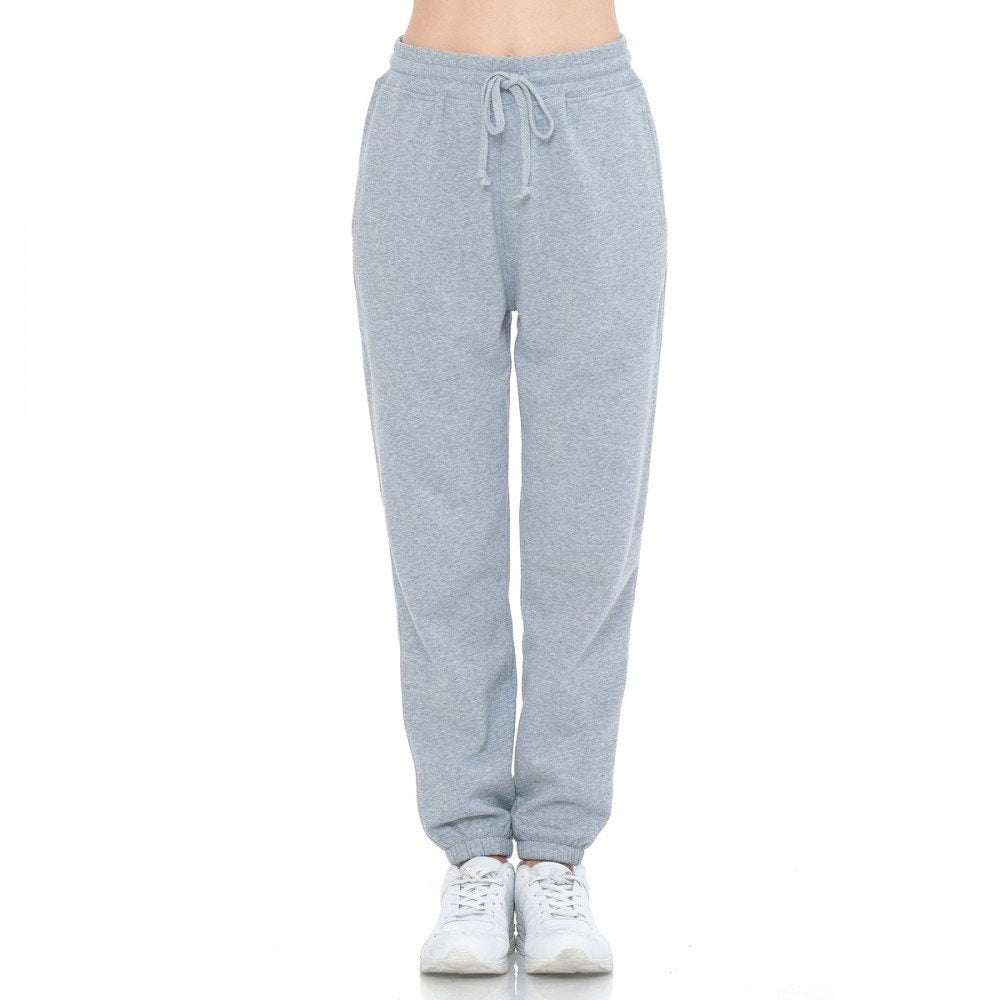 Women's Basic Elastic Waist Cuffed Ankle Fleece Jogger pants