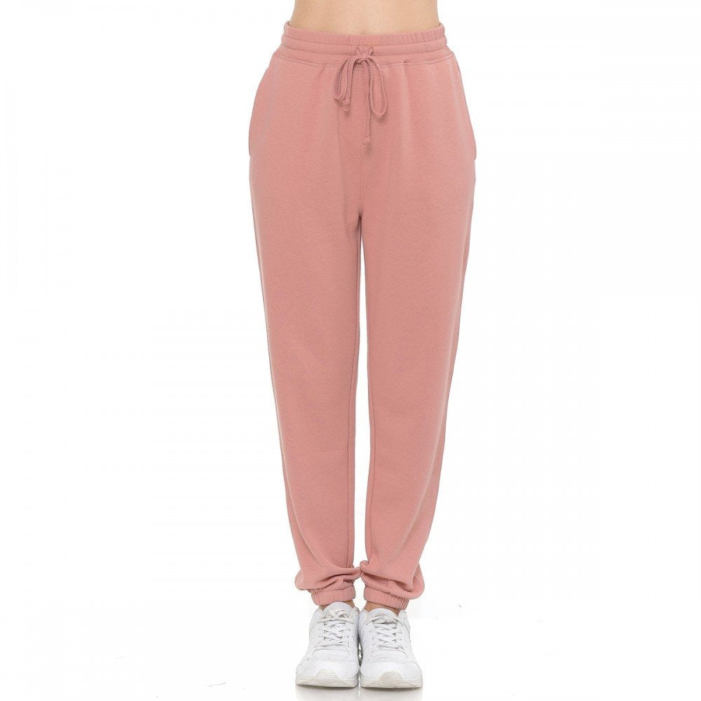 Women's Basic Elastic Waist Cuffed Ankle Fleece Jogger pants