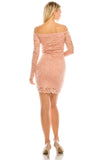 Women's Long Sleeve Off Shoulder Lace Mini Cocktail Bodycon Mini Dress