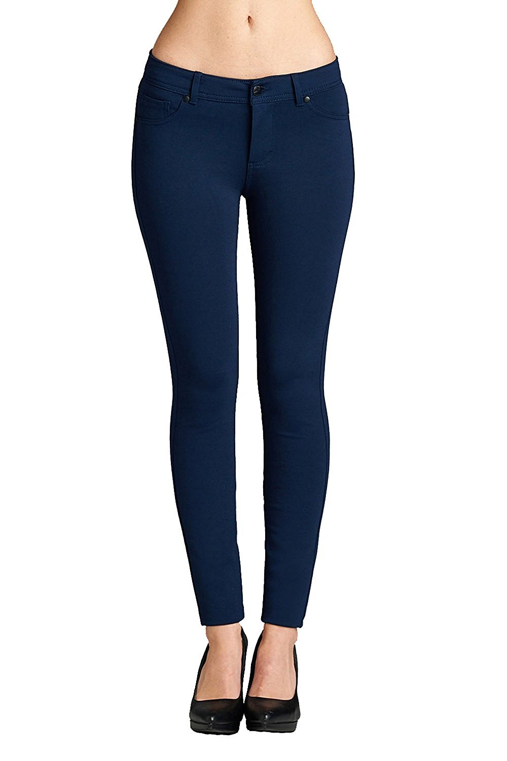 Khanomak 5 Pocket Shape Basic Solid Slim Fit Stretchy Skinny Long Thick Jegging Pants