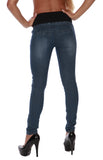 Hollywood Star Fashion Women's High Elastic Design Waist Button Skinny Jeans