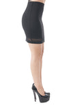 Khanomak Women's Black High Waisted Cut Out Mesh Style Stretch Basic Bodycon Tube Mini Skirt