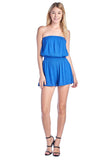 Women's Strapless Casual Smocked Ruched Stretch Tube Off Shoulder Elastic Waist Band Romper