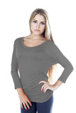 Hollywood Star Fashion Women's Long Sleeve Ruched Shirring Side Dolman Tunic Top