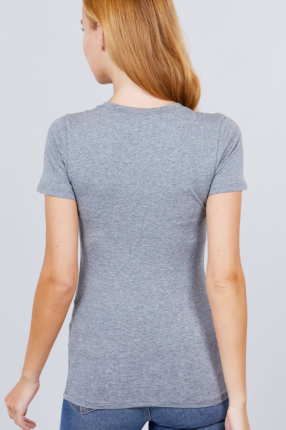 Khanomak Women's Short Sleeves Crew Neck Cotton Spandex Jersey Top