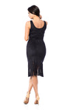 Sleeveless Front Zipper Fringe Suede Dress