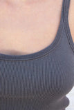 Khanomak Women's Basic Scoop Neck Ribbed Cotton Cropped Tank Top