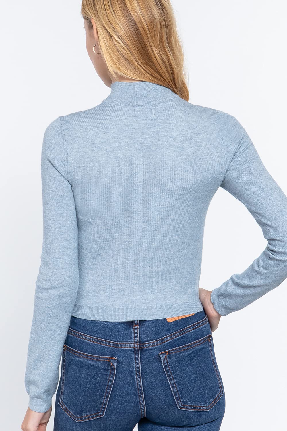 Women's Long Sleeves Mock Neck Front Cut Out Keyhole Sweater