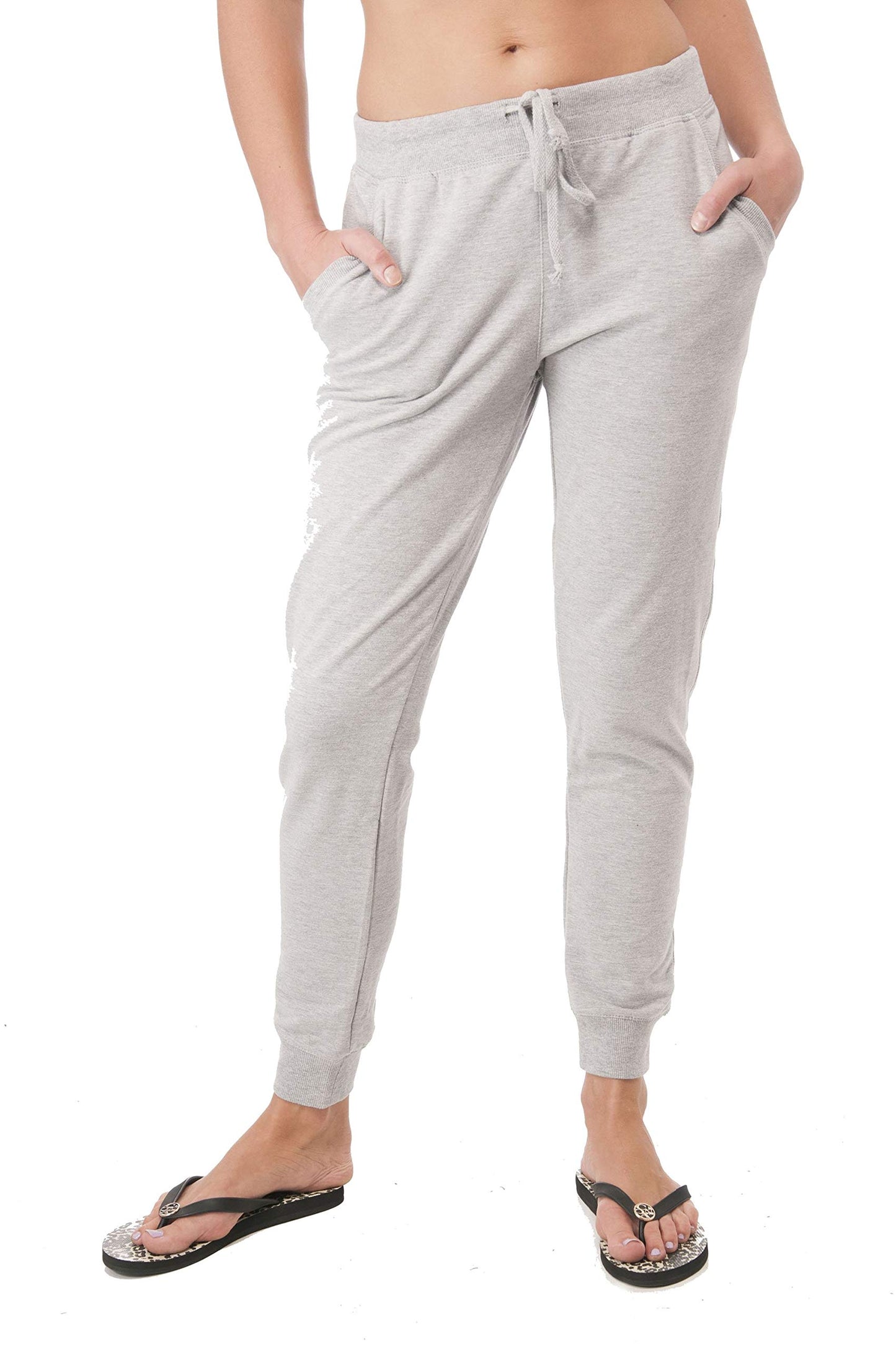 Khanomak Womens Drawstring with Front Pockets Casual French Terry Joggers Pants
