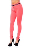 Hollywood Star Fashion High Waisted Long Skinny Pants With Belt