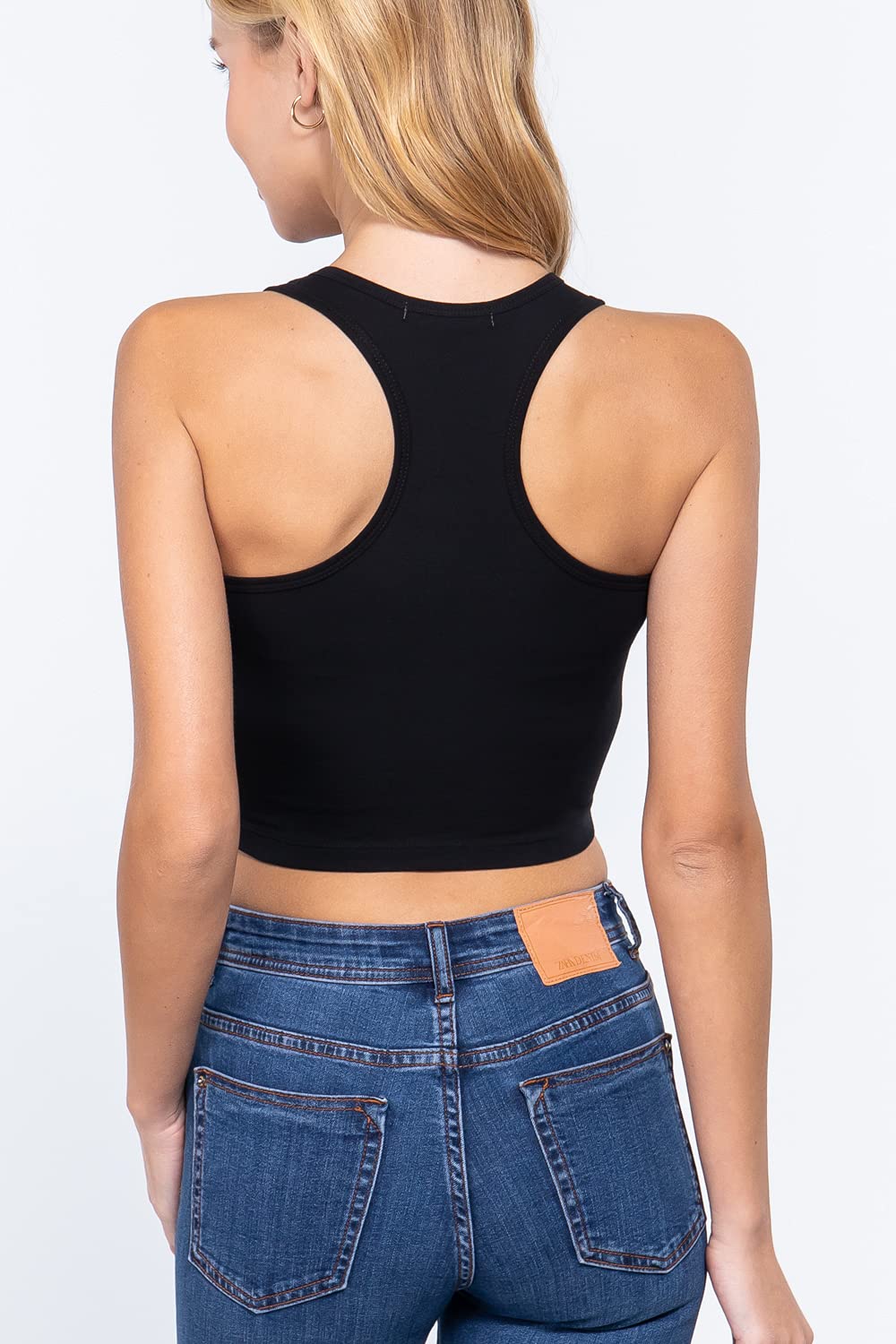 Khanomak Women's Basic Cropped Scoop Neck Tank Top1