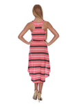 Hollywood Star Fashion Women's Striped Summer High And Low Midi Racerback Dress