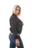 Long Sleeve Bomber Jacket with Patch Trim