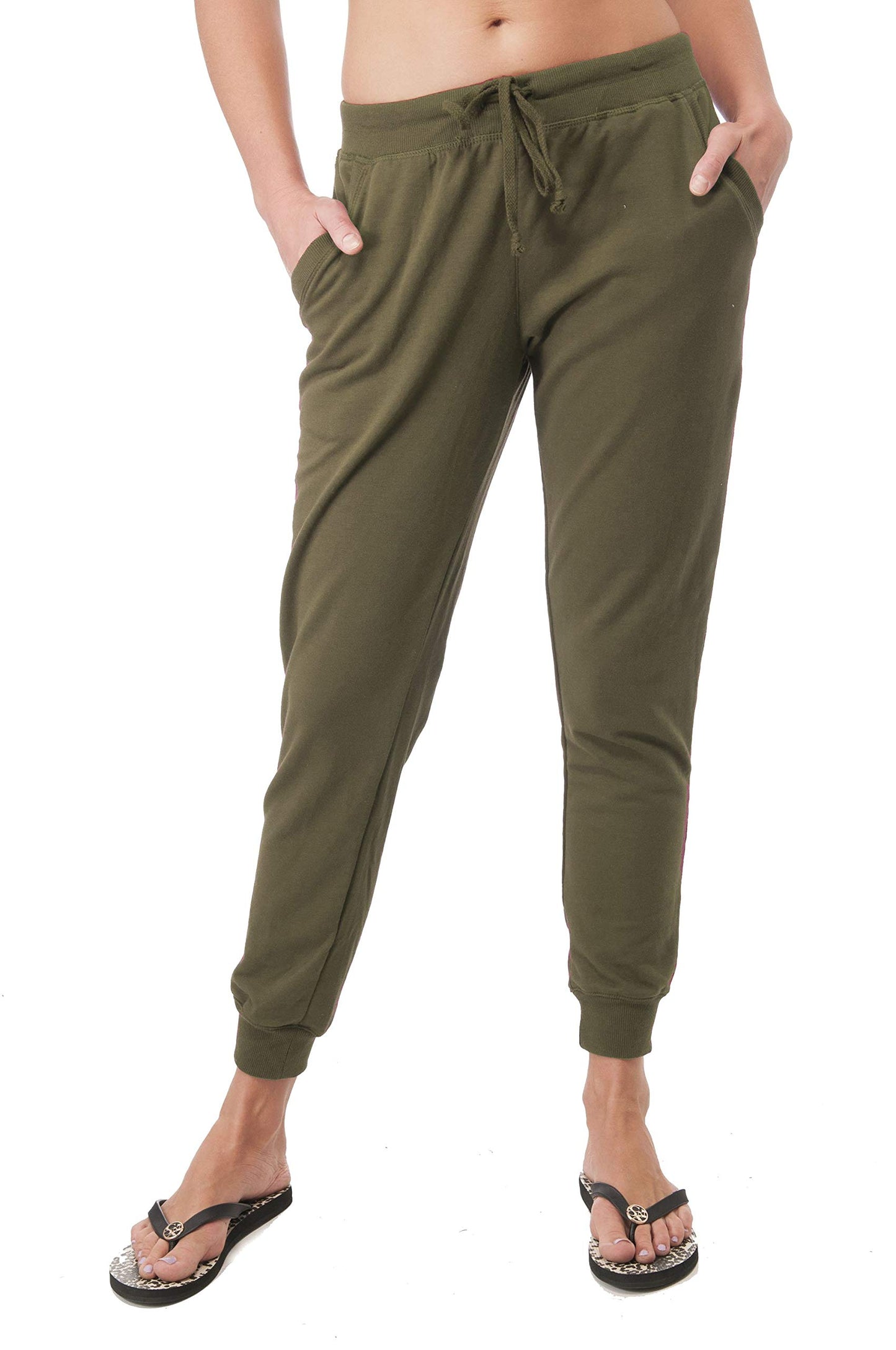 Drawstring French Terry Joggers/ Jogging Pants With Front Pockets
