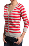 Sexy Striped Cardigan Sweater Knit V Neck Long Sleeves