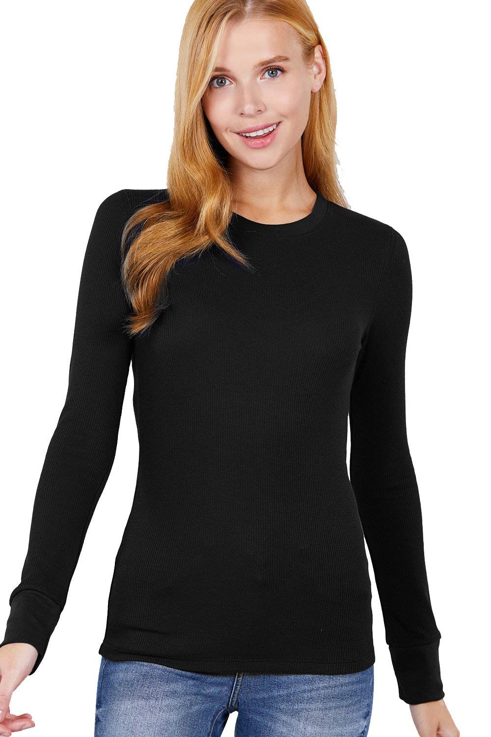 Khanomak Women's Long Sleeve Crewneck Thermal Top Shirt