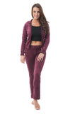 Velour Classic Hoodie Sweat Suit Jacket and Pants Set Velvet Tracksuit with Pockets