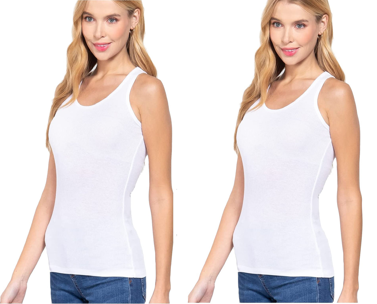 Womens-Sleeveless Racerback Scoop Neck Tank Top