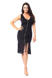 Sleeveless Front Zipper Fringe Suede Dress