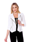 Long Sleeve Zipper Detail Rib Fitted Jacket