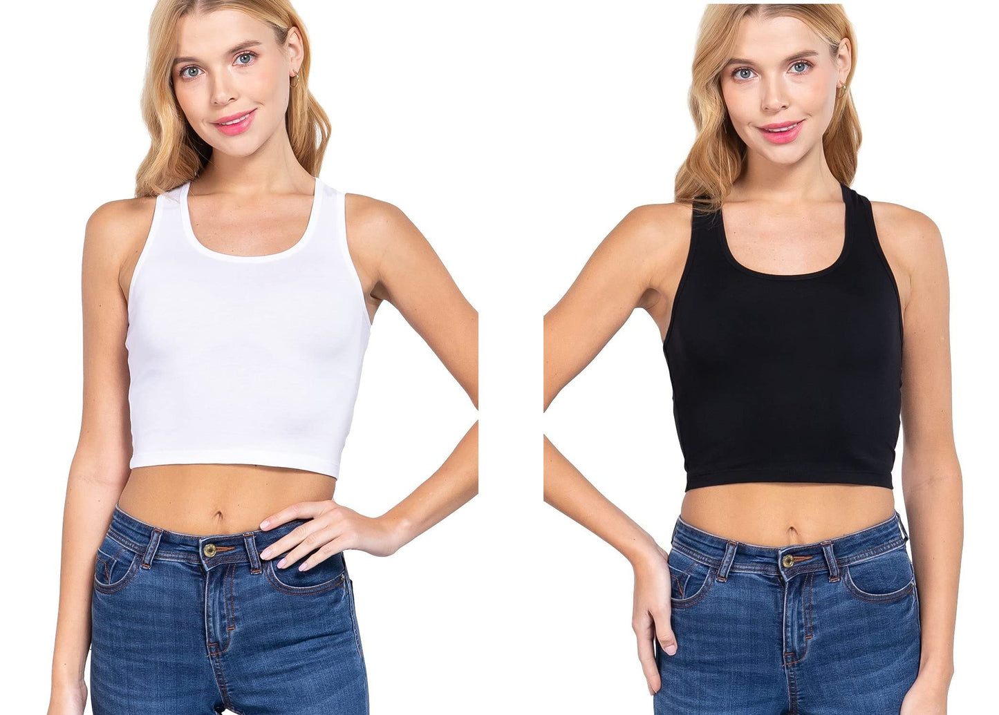 Khanomak Women's Basic Cropped Scoop Neck Tank Top1