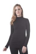 Khanomak Women's Long Sleeve Plain Funnel Neck Top Shirt