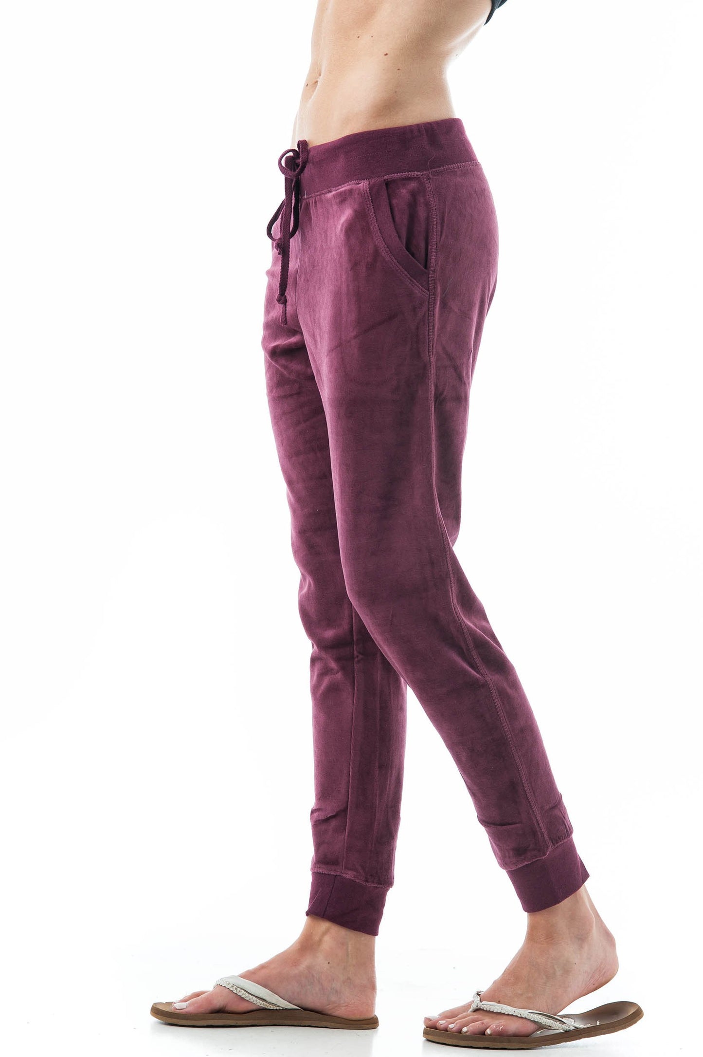 Women's Velvet Velour Jogger Pants with Drawstring & Pockets