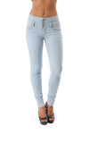 Hollywood Star Fashion High Waisted 3 Button Skinny Jean