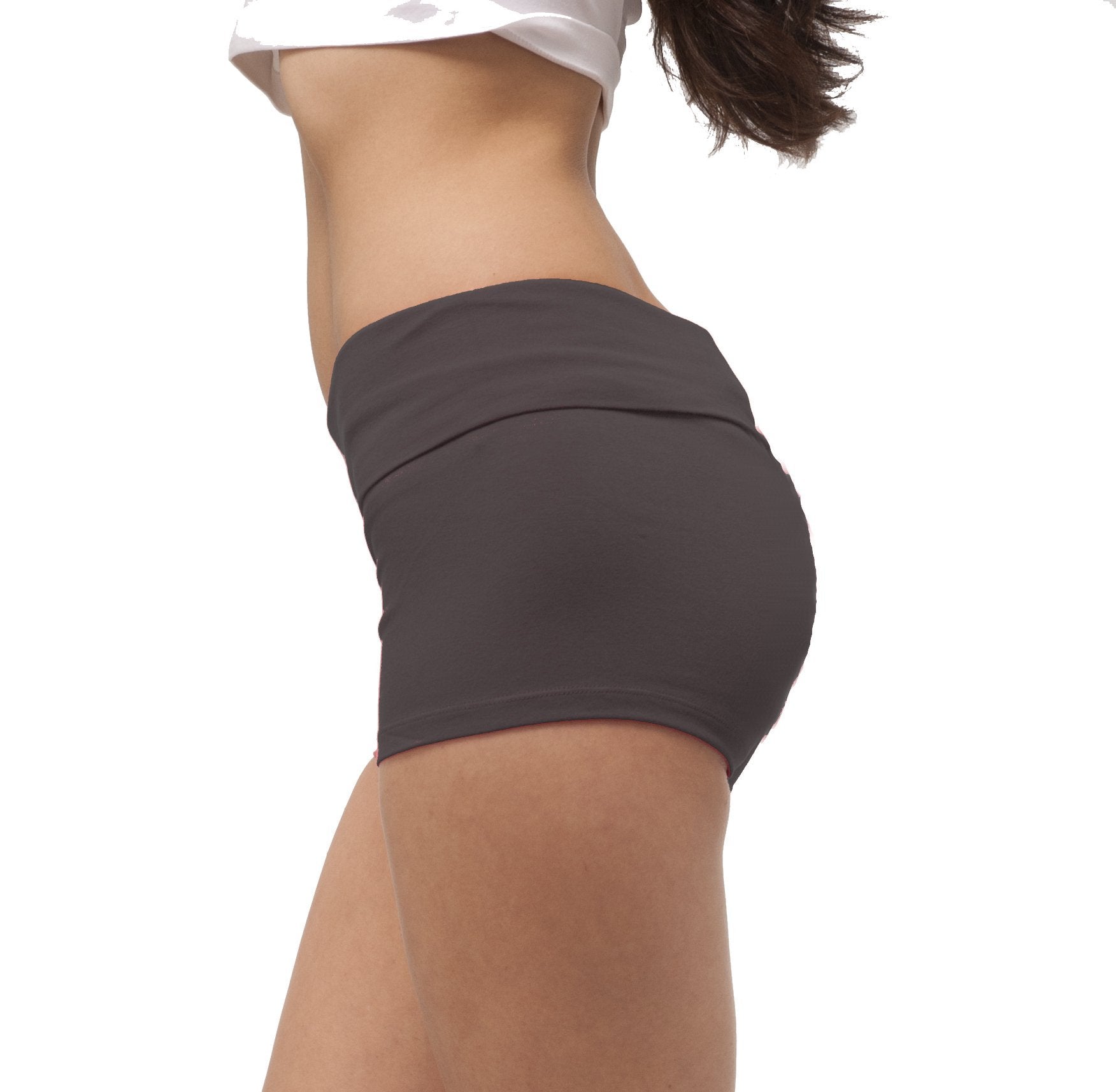 Hollywood Star Fashion Waist Band Contrast Yoga Fold Over Shorts0