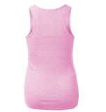 Women's Long Ribbed Rib Racerback Tank Top Cotton Stretch Quality Tunic Basic (Medium, Heather Pink)