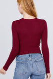 Womens- Scoop Neck Button Up Long Sleeve Crop Cardigan Top
