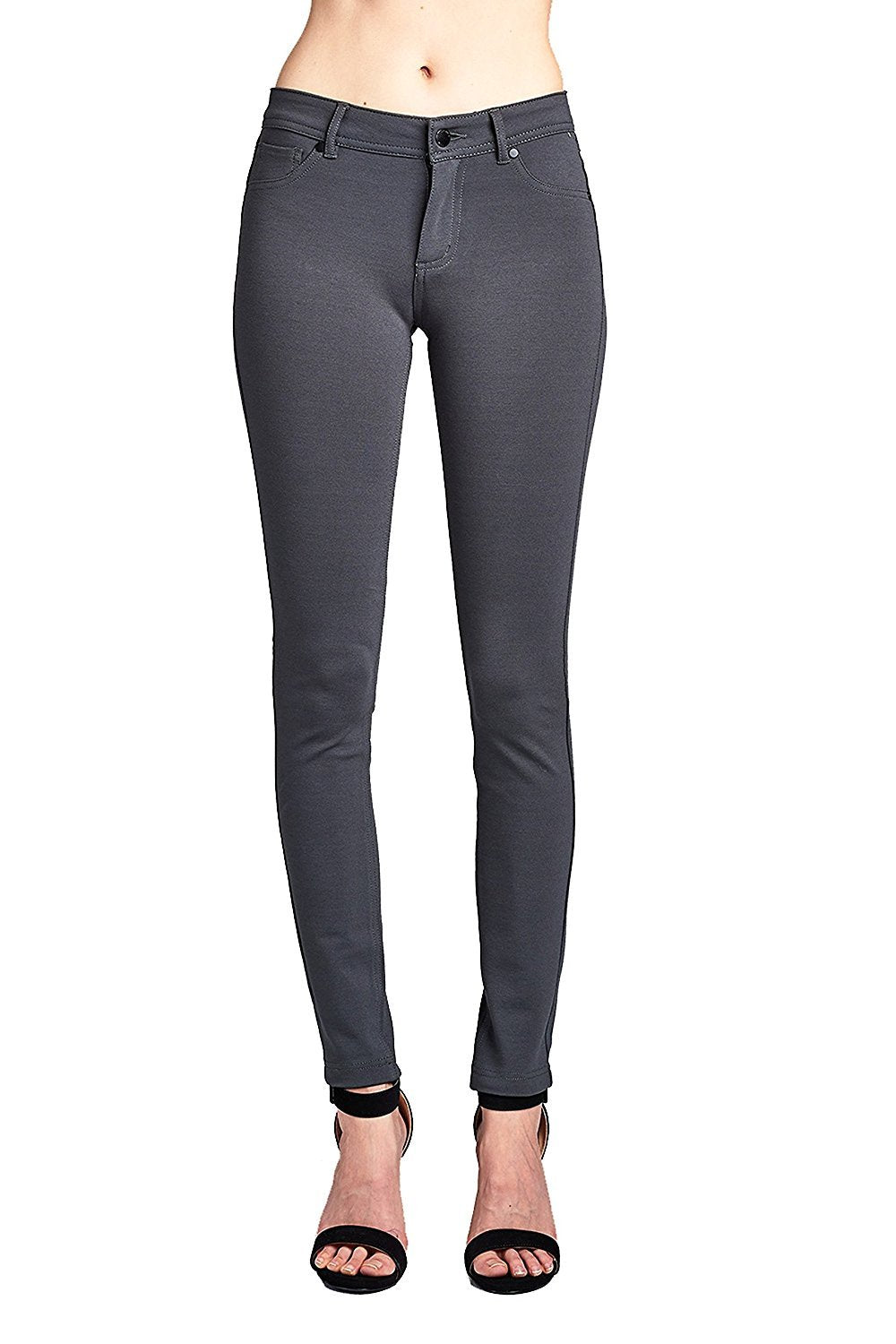 Khanomak 5 Pocket Shape Basic Solid Slim Fit Stretchy Skinny Long Thick Jegging Pants